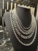 5 correntes e 5 anéis em prata 925