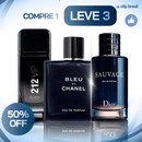 | LANÇAMENTO | Kit 3 Perfumes Masculinos Importados (100ml cada) - Sauvage Dior | Bleu de Chanel| 212 VIP Black [OFERTA VÁLIDA ATÉ DOMINGO]