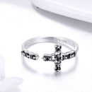 Anel Ajustável Cruz Prata